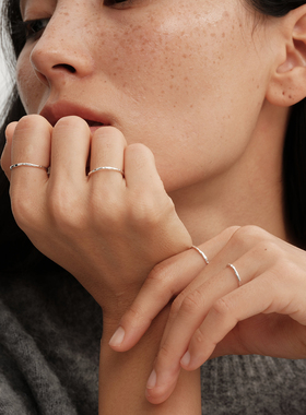 【CnHnOn脂肪商店】s925纯银手工锤纹极细简约百搭日系素银戒指