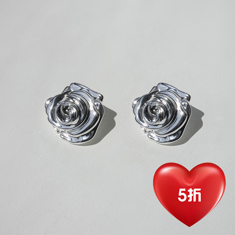 【CnHnOn脂肪商店】自线定制大朵盛开玫瑰花法式高保色耳钉耳环