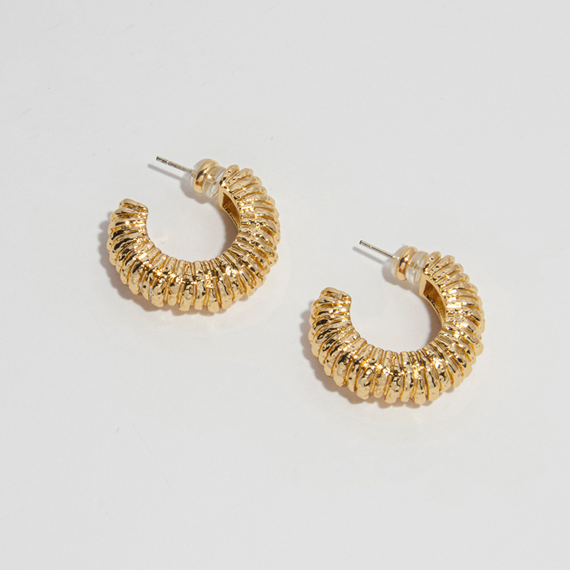 【CnHnOn脂肪商店】鎏金熔岩自然纹理小众复古法式时髦耳圈耳环