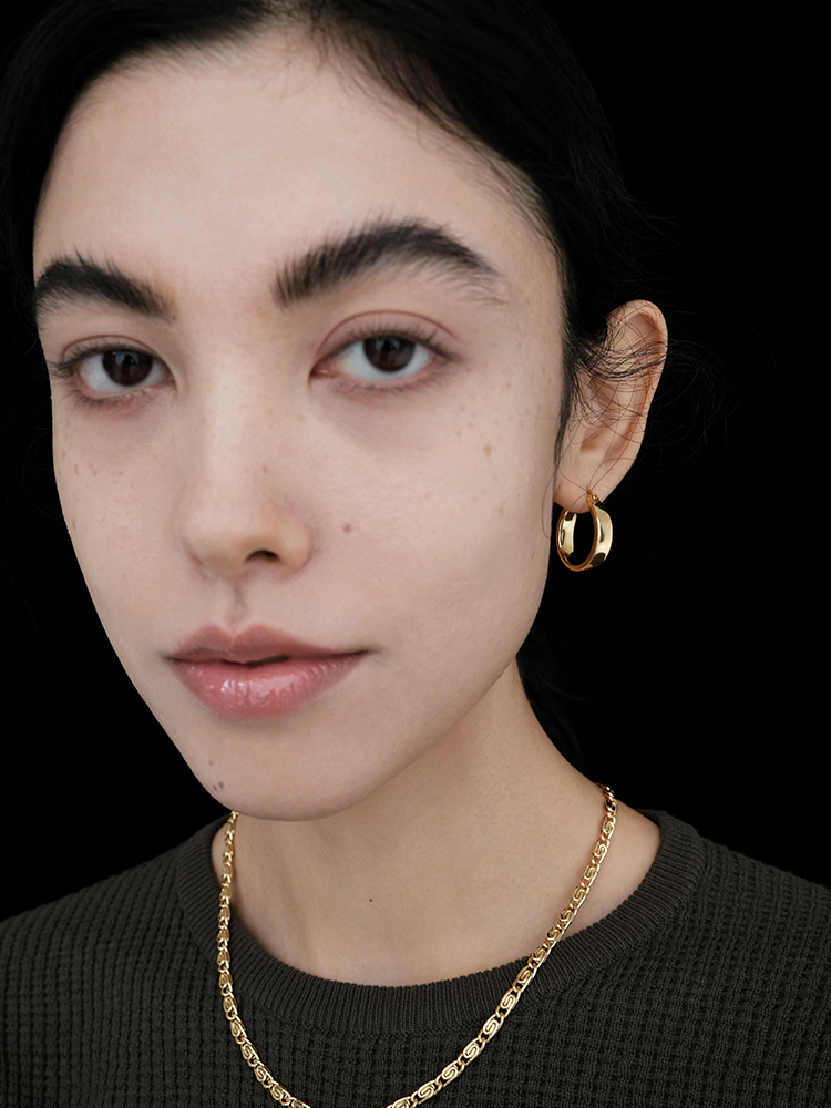 【CnHnOn脂肪商店】高保色简约宽线条圆环高级质感百搭耳圈耳环