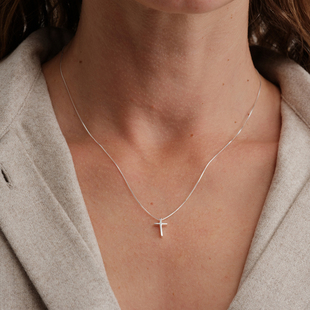 【CnHnOn脂肪商店】s925纯银迷你十字架极细链条法式精致锁骨项链