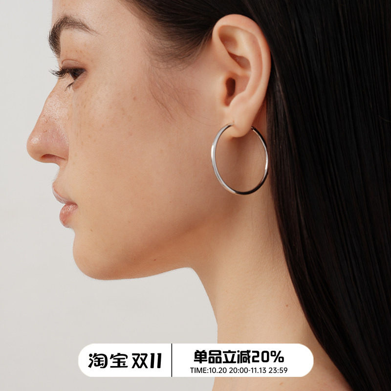 【CnHnOn脂肪商店】s925银针百搭空心耳圈多尺寸日常水原希子耳环
