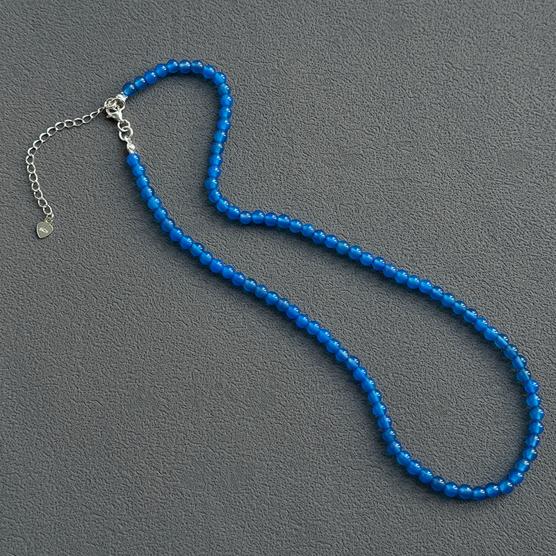 【CnHnOn脂肪商店】s925银天然小众冰川蓝玛瑙手工串珠极简项链
