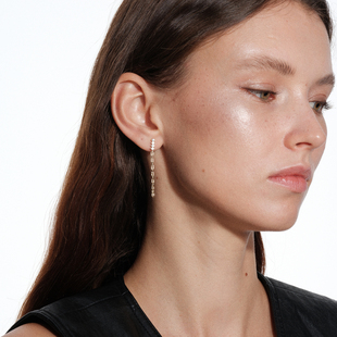 优雅排钻摇曳链条流苏耳钉耳环 s925纯银法式 CnHnOn脂肪商店