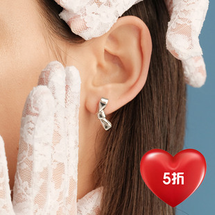【CnHnOn脂肪商店】时髦小众简约侧蝴蝶结系带立体光面耳钉