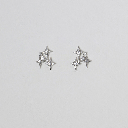 【CnHnOn脂肪商店】s925纯银星光闪闪层次错落渐变星星耳钉耳环