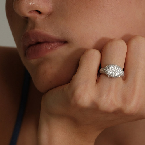 【CnHnOn脂肪商店】s925纯银莫桑钻满天星满钻椭圆高级珠宝戒指