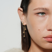 耳环 法式 CnHnOn脂肪商店 美丽瀑布链垂坠流苏灵动珠珠坠个性