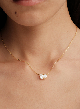 【CnHnOn脂肪商店】s925纯银莫桑钻水滴祖母绿方高级简约质感项链