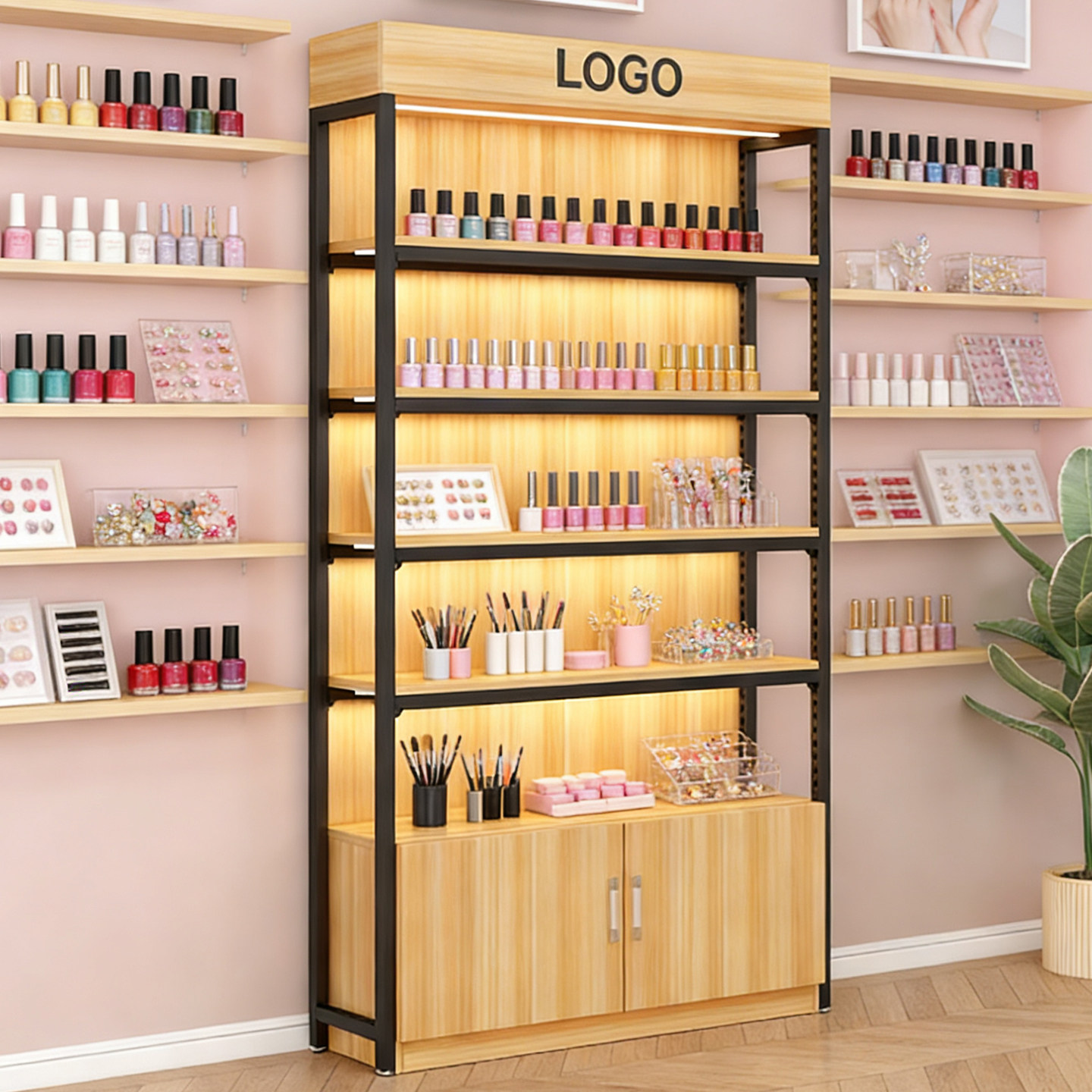 展示柜美容院商场样品陈列架超市便利店烟酒文具置物架可调节货架