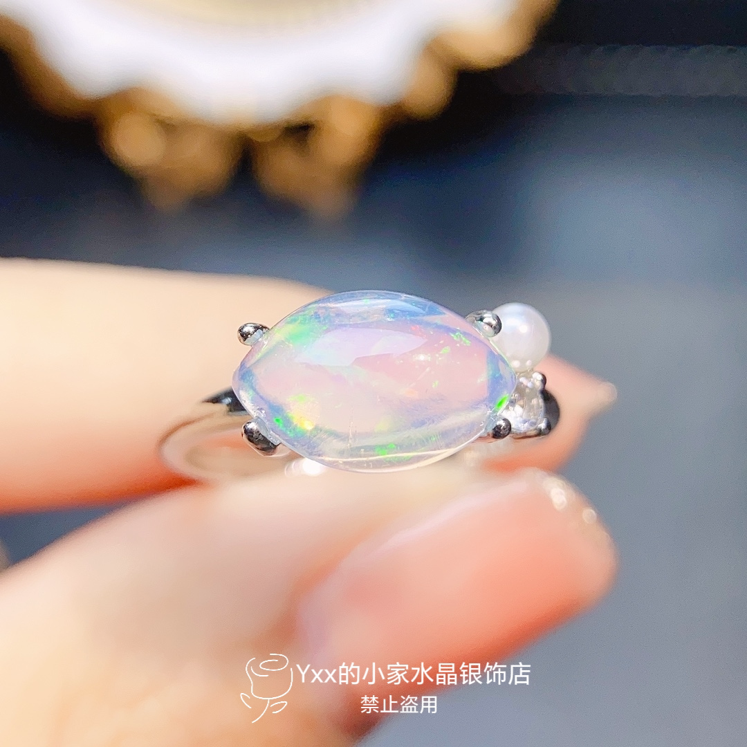 天然欧泊戒指8乘12个性款
