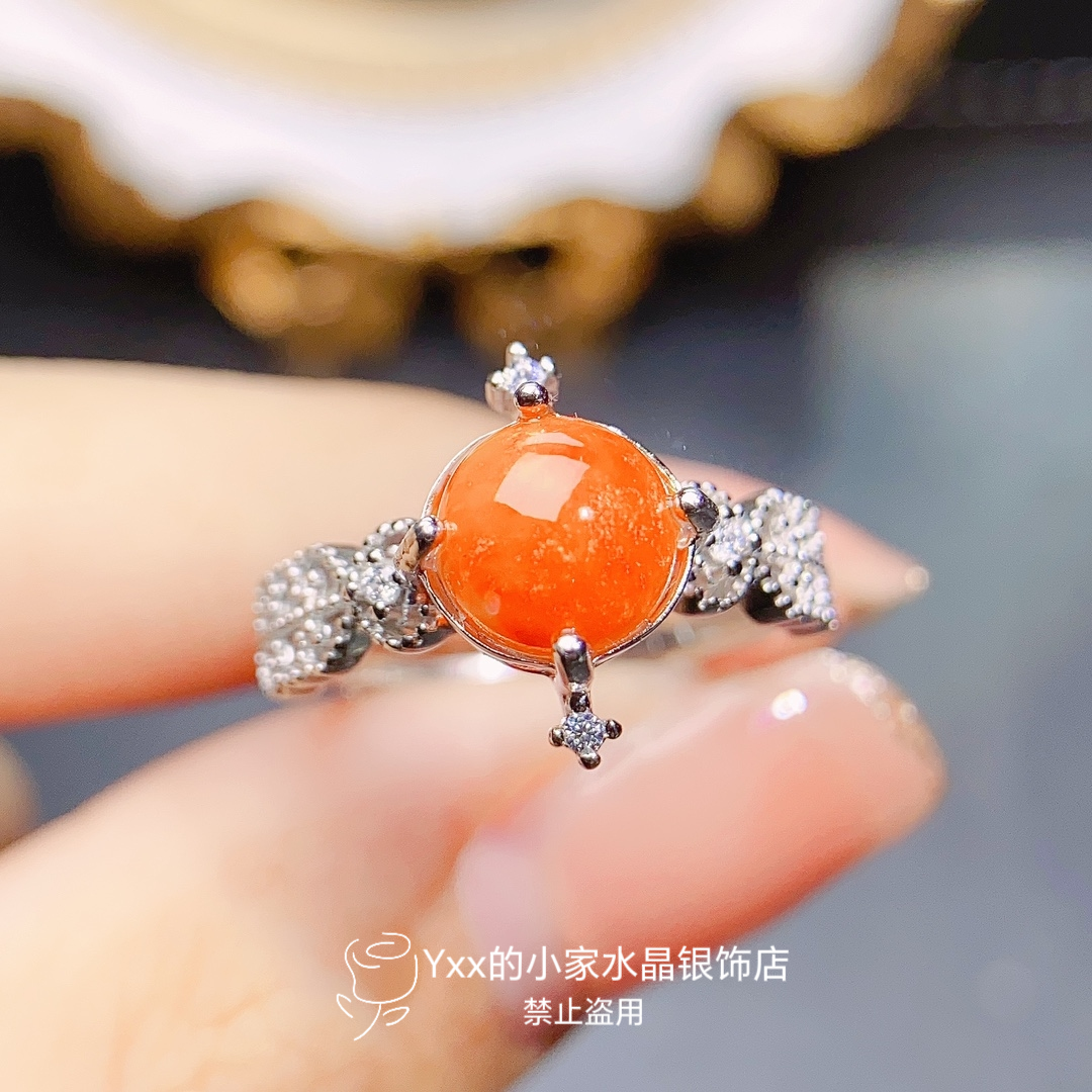 天然火欧泊戒指8乘8宫廷风