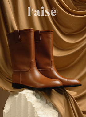 L'aise丨Cotswolds Cuff 进口全粒面牛皮 美拉德中筒复古骑士靴女