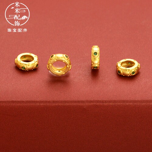 强保色饰品diy沙金配件微镶锆石跑环古法金手链手串编织材料配饰