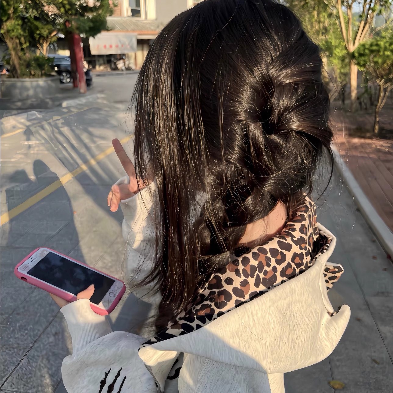 美式高街小恶魔豹纹连帽卫衣