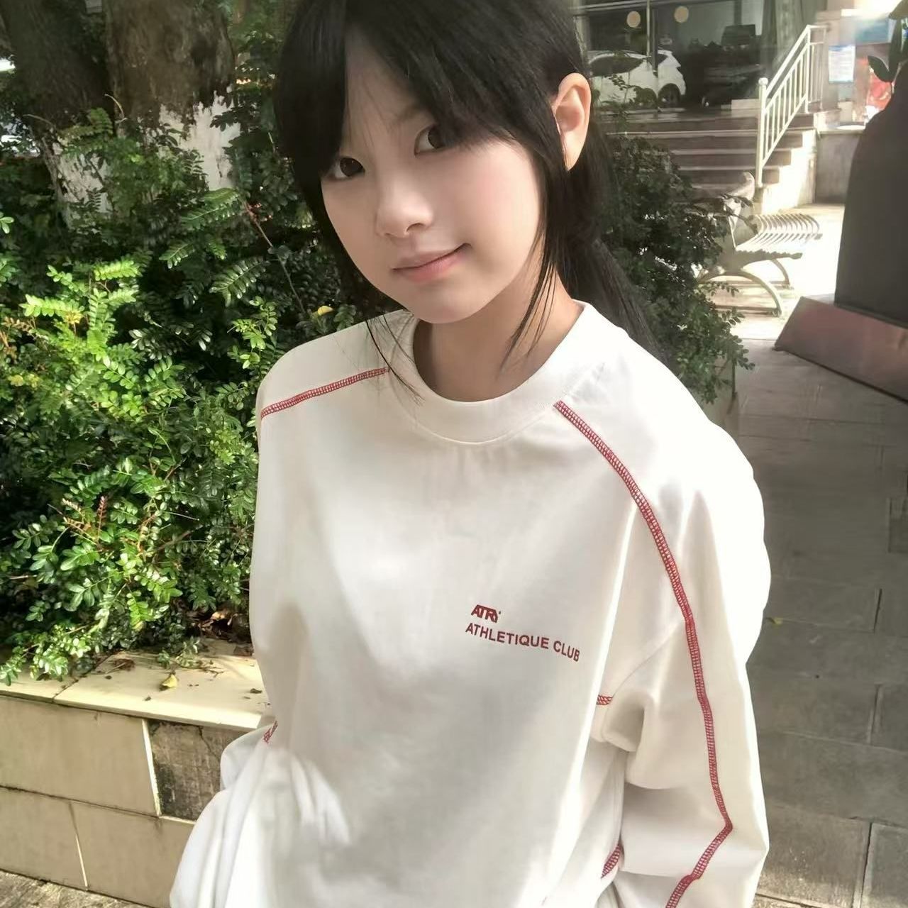 美式高街撞色哈索线长袖T恤