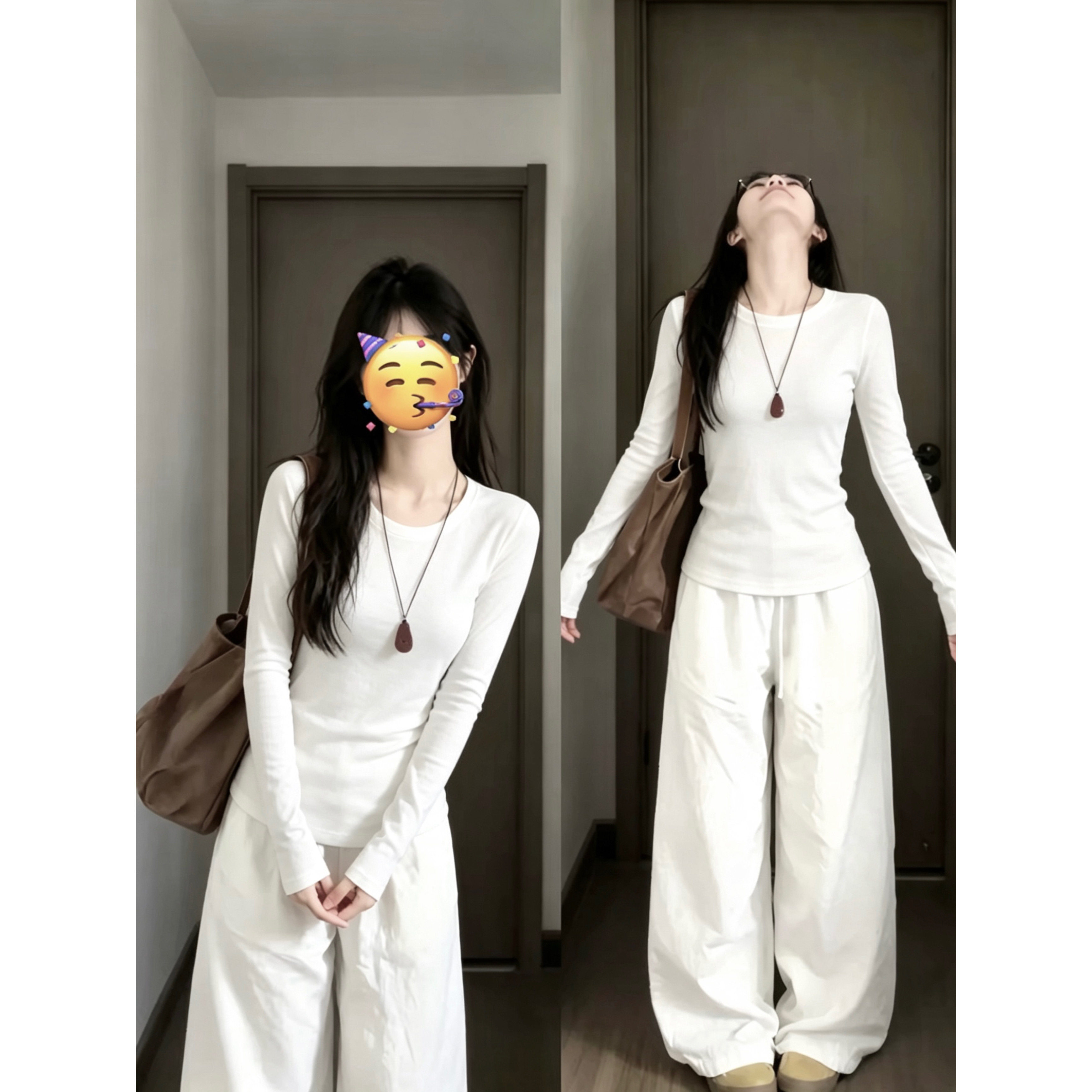 基础款白色圆领长袖t恤女初秋季紧身修身正肩显瘦内搭打底衫上衣