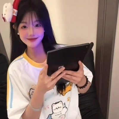 美式高街卡通刺绣短袖t恤女夏季