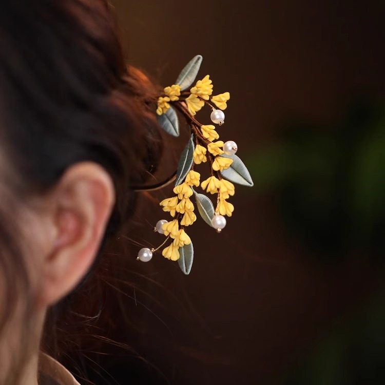 桂花u型发簪汉服头饰盘发丸子头图片