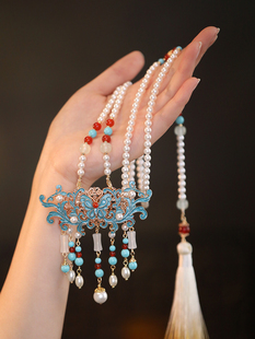 中式古典马面裙配饰项链毛衣链 古风璎珞吊坠流苏汉服项链长背云