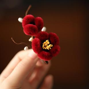 秋冬毛毛复古胸针大衣毛衣胸花配饰小众设计感花朵别针女简约气质