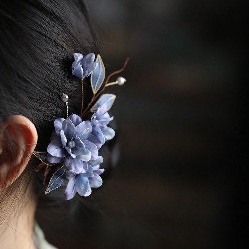 超仙古风花朵发饰边夹古典舞头饰汉服唐风发夹侧边旗袍发夹盘发女