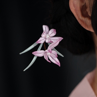新中式日常玉兰花缠花发簪汉服配饰古风发饰日常百搭发钗u型簪子
