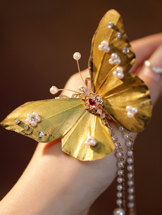 发夹森系 仙美古风蝴蝶流苏头饰侧夹唐风汉服发饰配饰后脑勺日常