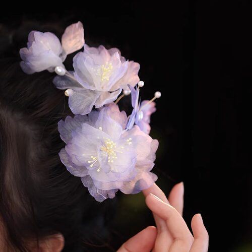 森系仙美手工真丝烫花牡丹发饰