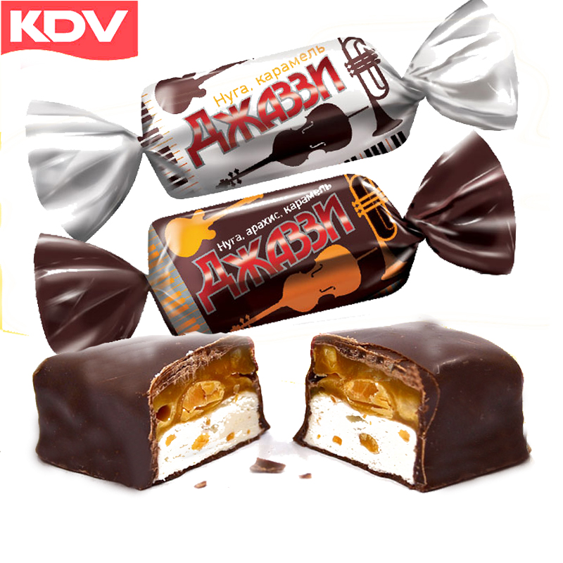 俄罗斯糖花生巧克力牛奶慕斯糖500g黑白爵士焦糖花生夹心喜糖食品
