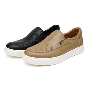 金利来男鞋夏季真皮镂空网眼透气软底软面羊皮一脚蹬休闲凉皮鞋