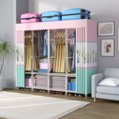 不锈钢简易衣柜结实耐用加粗加厚经济型出租屋出租房用全钢架衣柜