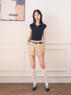 APPENDAGE夏季新款复古气质学院风V领POLO领设计款背心针织上衣