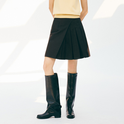 夏季不规则百褶半身裙短款A字裙