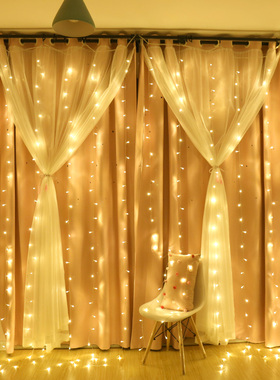 led窗帘灯彩灯闪灯串灯满天星装饰灯网红直播背景灯少女心挂灯