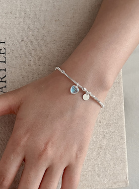 925纯爱心银月光石手链女轻奢小众精致手镯2024新款甜美高级感