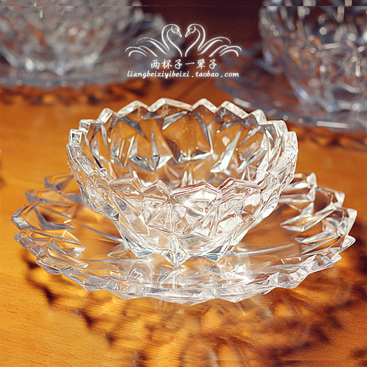 包邮外贸无铅创意冰钻水晶玻璃鲍鱼鱼翅粥碗肉羹开口汤甜品碗碟套
