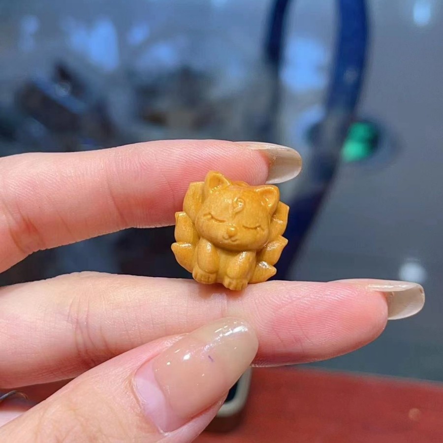 老山檀九尾狐配件手工diy红绳编织手链文玩时尚配饰佛珠手串隔珠