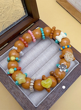 原创设计diy手工编织手绳菱镁矿橄榄核小提溜跑环配饰文玩饰品