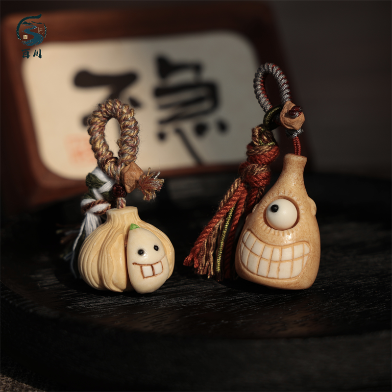 鹿角根付大蒜头提溜DIY手绳项链