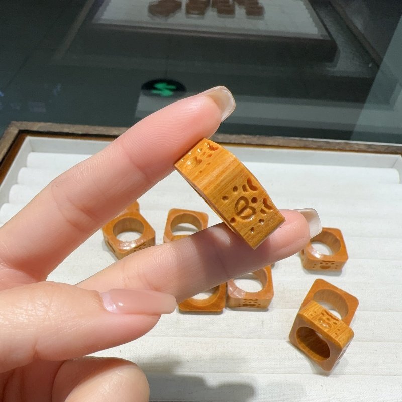 檀木喜怒哀乐方跑环diy配件手工编织手绳项链文玩佛珠手串配饰品