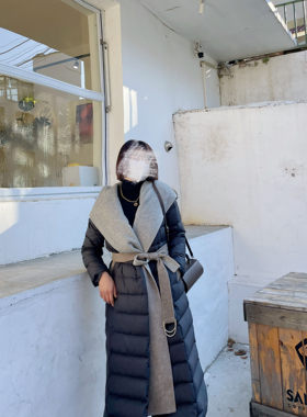 2023年冬季新款一衣多穿气质中长款羊毛帽领可拆卸显瘦羽绒服女