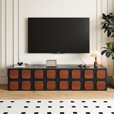 中古风实木巧克力电视柜储物斗柜