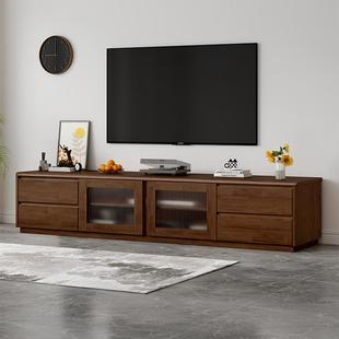 全实木落地电视柜现代客厅小户型家用2024新款电视柜收纳储物一体