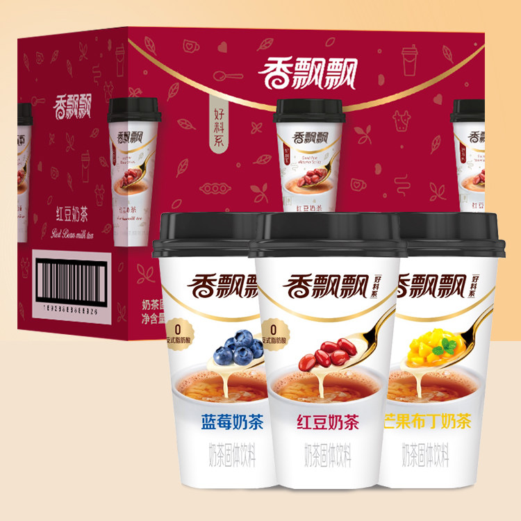 香飘飘好料系高级杯30杯装红豆蓝莓芒果芋圆芝士燕麦冲饮奶茶整箱