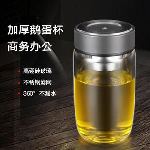 卧龙水杯子大容量单层玻璃杯男女加厚便携透明耐热玻璃茶杯鹅蛋杯