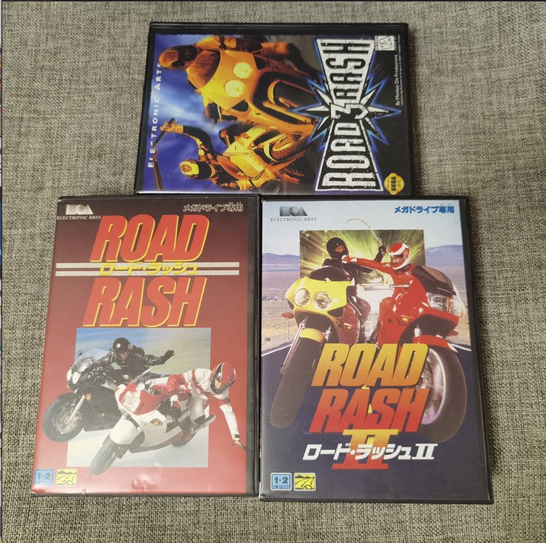 超美品 世嘉MD主机 暴力摩托 1.2.3 打包 原装正版游戏卡带