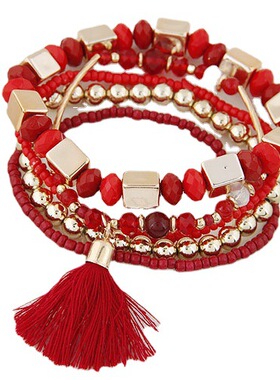 欧美风金属百搭流苏多层手链