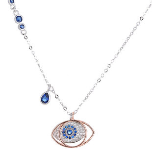 蓝眼睛时尚气质百搭蓝色眼睛水晶泪滴 天使之泪毛衣链长款项链