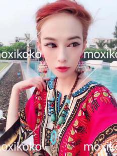 波西米亚五彩宝石泰国丽江民族风舞蹈表演生日礼物耳钉耳环耳坠女